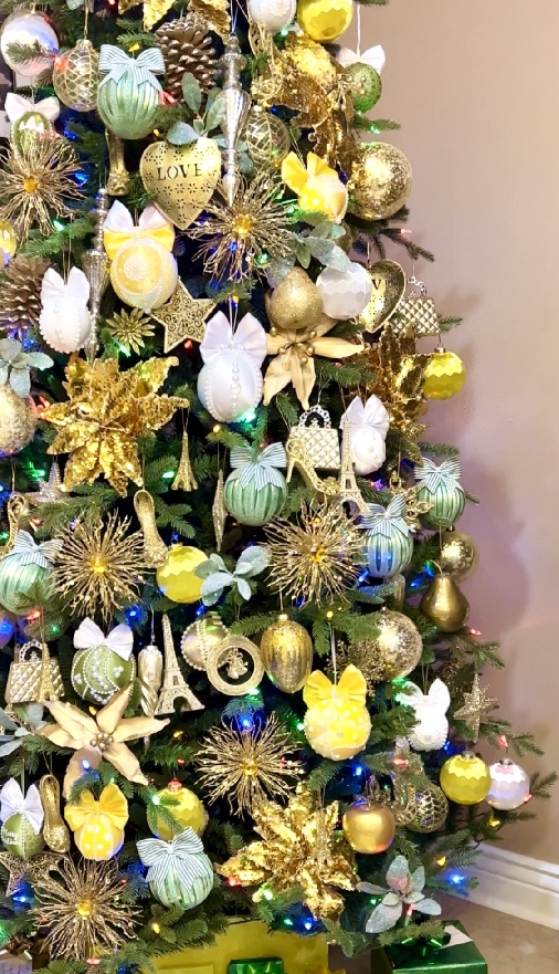 Gold, yellow, white, green Christmas Tree