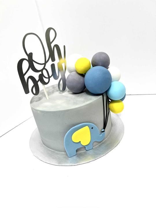 Oh Baby Elephant Balloon Cake, Oh Baby Cake, Oh Baby Shower Cake, Elephant Balloon Baby Shower Cake, Boy Baby shower Cake