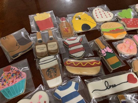 Royal Icing Cookies, Fireball Cookie, Hennessy Cookie, Hamburger Cookie, French Fries Cookie