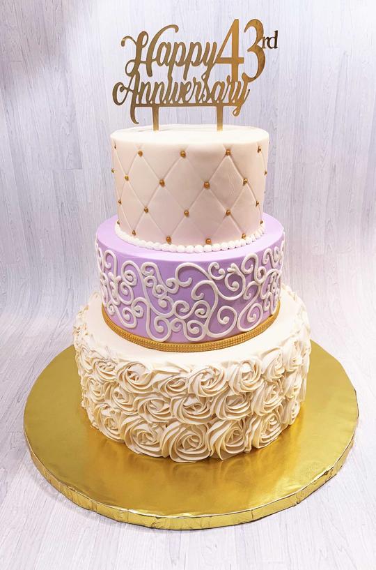 Anniversary Cake, Tiered Anniversary Cake, Quilted Anniversary Cake