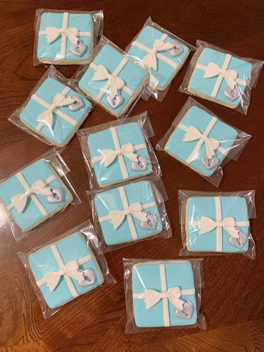 Tiffany & Co. Cookies, Box with Bow Cookies, Tiffany Cookies, Baby Shower Cookies