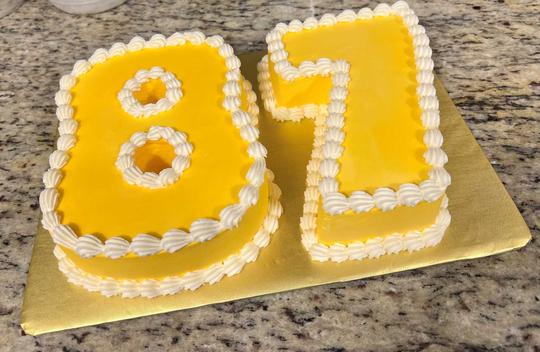 87th Birthday Cake, Number Cut out Cake, Number Cake