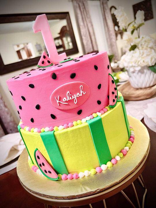 Watermelon Cake, Watermelon Theme Cake, 1st Birthday Cake