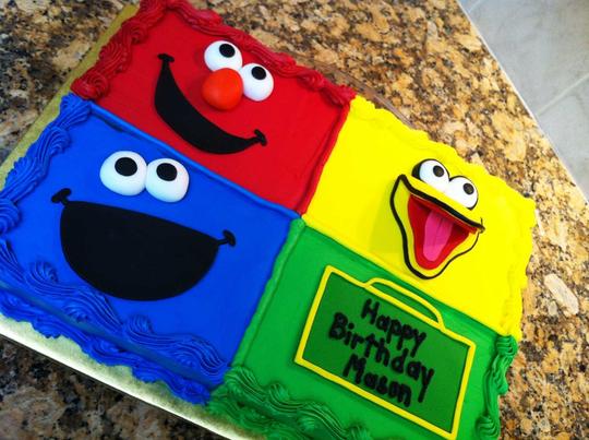 Sesame Street Cake, Elmo Cake, Big Bird Cake, Cookie Monster Cake