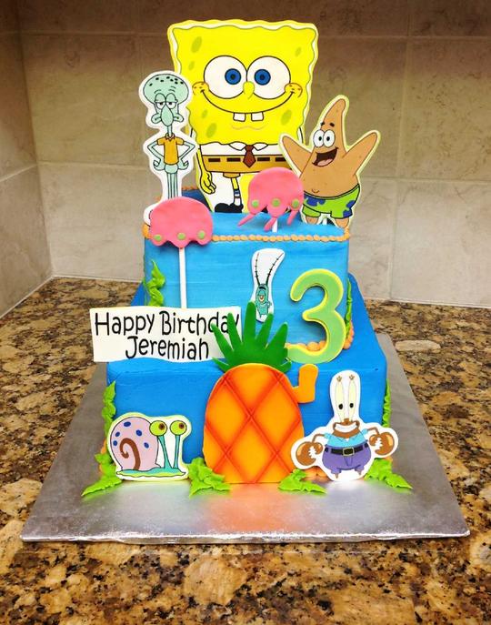 Spongebob Cake, Spongebob Character Cake, Patrick Cake, Character Theme Cake, Pineapple Cake