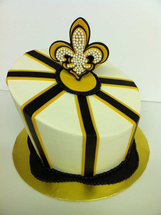 Saints Cake w/Fleur de lis Topper