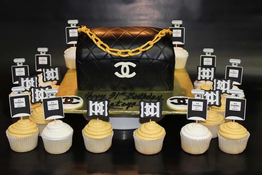 Chanel Cake, Chanel Purse Cake, CC Cake, Chanel Cupcakes