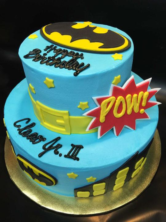 Batman Cake, Tiered Batman Cake, Batman Birthday Cake