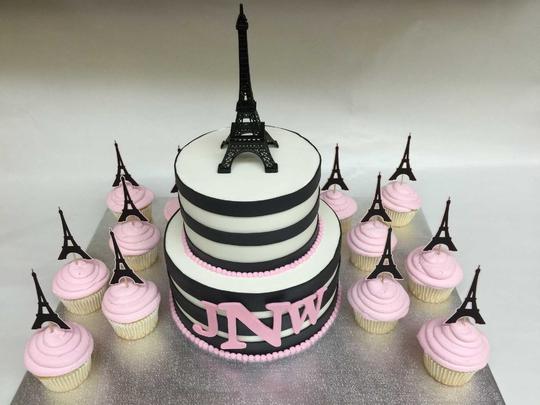 Eiffel Tower Cake and Cupcakes, Eiffel Tower Cake, Paris Theme Cake, Eiffel Tower Cupcakes