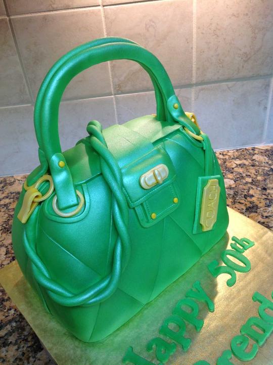 Green Coach Purse Cake, Coach Purse Cake, Green Purse Cake, Purse Cake