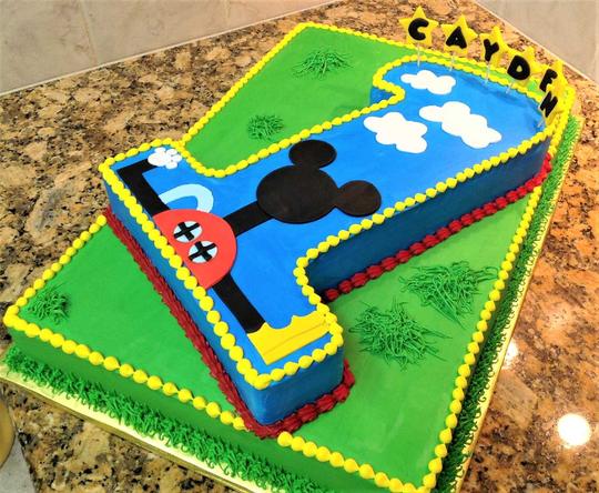 Mickey Clubhouse Cake, Mickey Mouse Clubhouse Birthday Cake, Mickey Mouse Number 1 Cut Out Cake