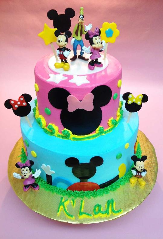 Mickey & Minnie Clubhouse 2 Tier Cake, Minnie Mouse Cake, Minnie Cake, Minnie Theme Cake, Minnie Mouse Birthday Cake