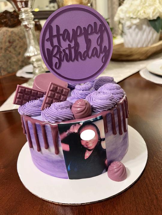 Purple Birthday Cake, Edible Image Cake, Purple Theme Cake, Purple Drip Cake, Shades of Purple Cake