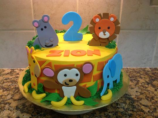 Safari Cake, Safari Animal Cake, Safari Birthday Cake, 2nd Birthday Cake